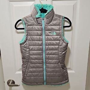 The North Face Gray and Mint Reversible Vest